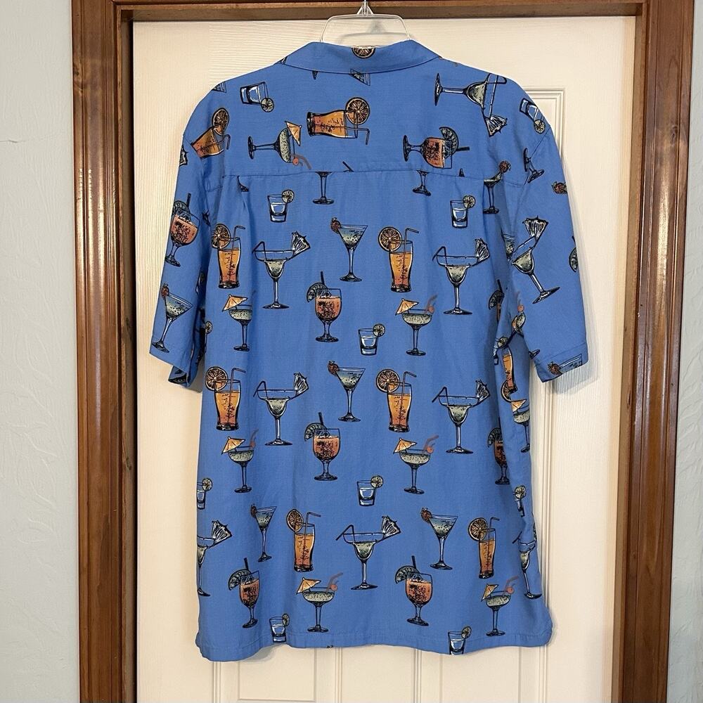 Joe Marlin XL Colorful Cocktails Hawaiian Shirt Short Sleeve Button Blue - Picture 4 of 5